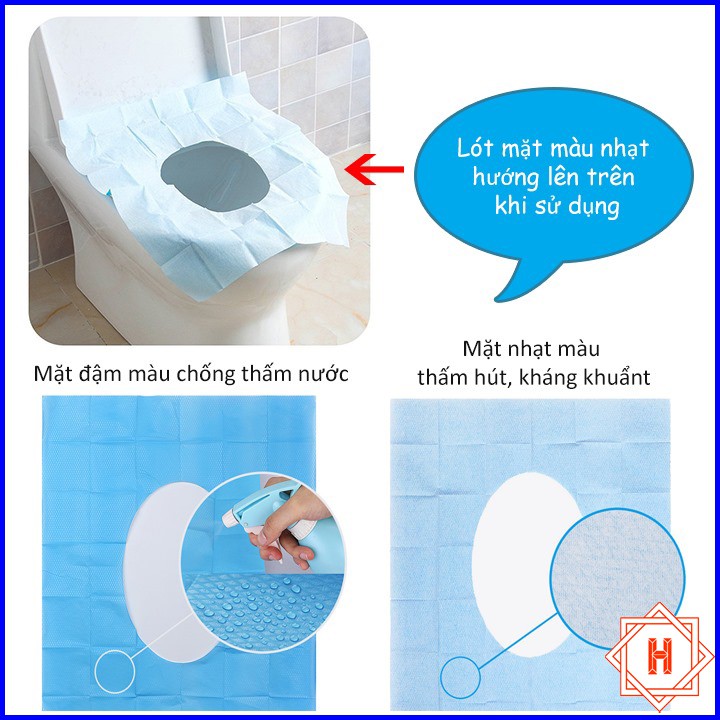 Combo 4 Miếng Lót Bồn Cầu Dùng 1 Lần Tránh Tiếp Xúc Trực Tiếp Với Bồn Cầu { H }