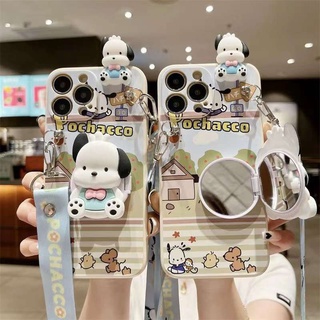 Dành Cho Xiaomi Poco X5 X6 X7 X8 M8 C85 C65 C75 Redmi 15C 14C 13C Note 15 13 14 Pro 15T Ốp Điện Thoại Mềm Mại Dễ Thương Với Gương Dây Đeo Dài