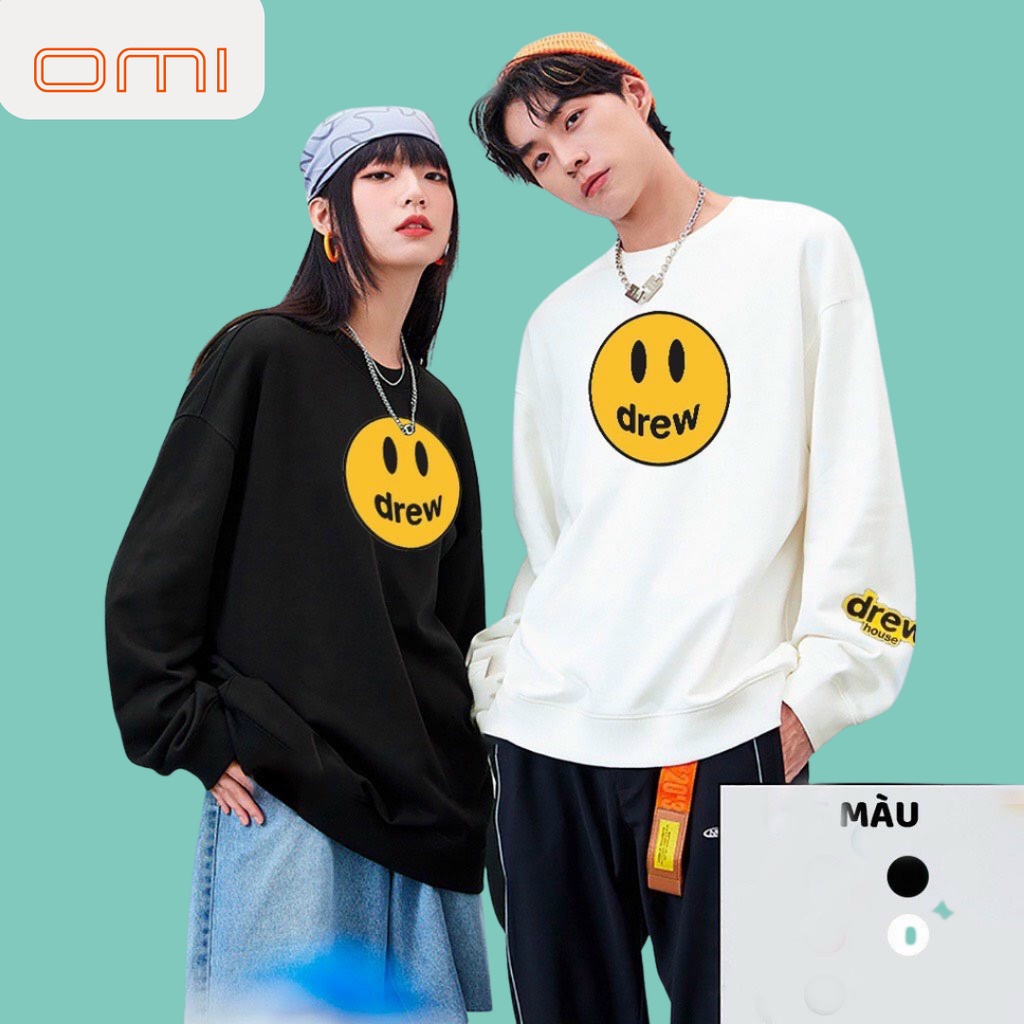 Áo nỉ sweater drew nam nữ , áo nỉ thu đông dài tay basic sweater phong cách Ulzzang cặp đôi nam nữ form rộng