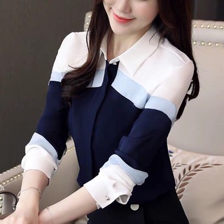 Áo Sơ Mi Lụa Phối Màu Đẹp MSNN1562