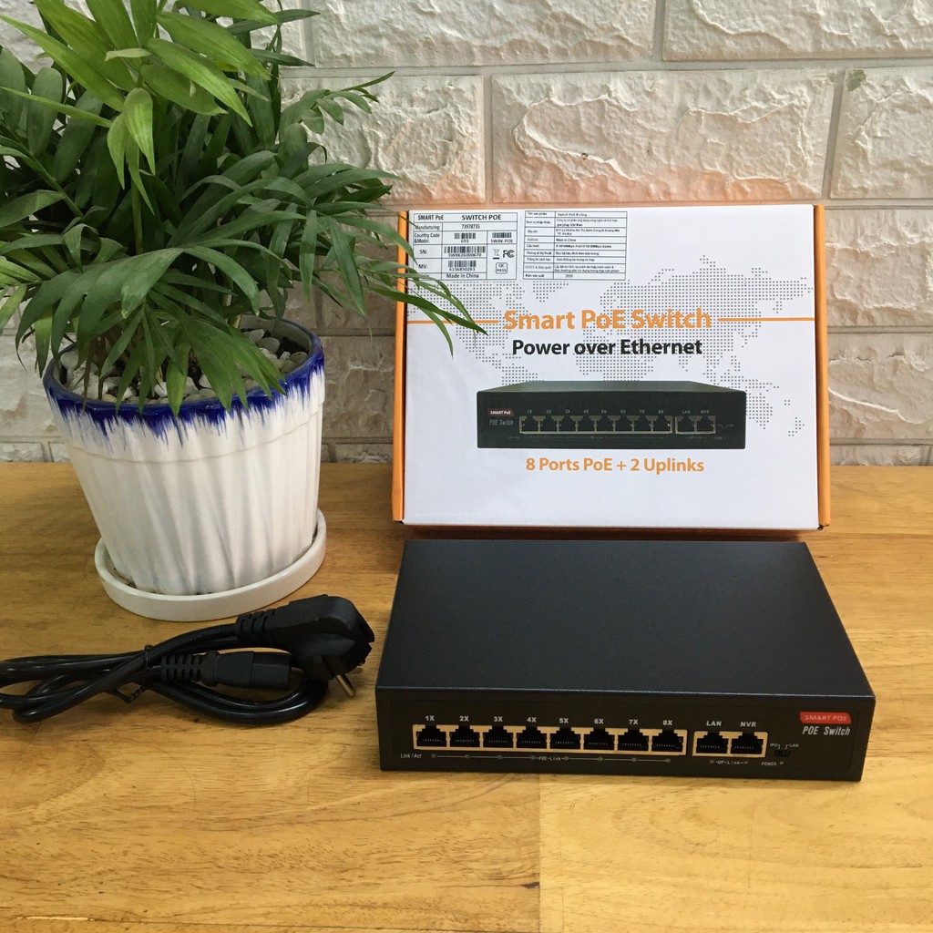 Switch PoE 8+2 Port Smart (bộ chia mạng poe 8 cổng, 2 cổng uplink) hàng chính hãng Global