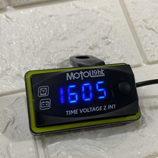 Đồng hồ đo volt kèm báo giờ gắn xe máy