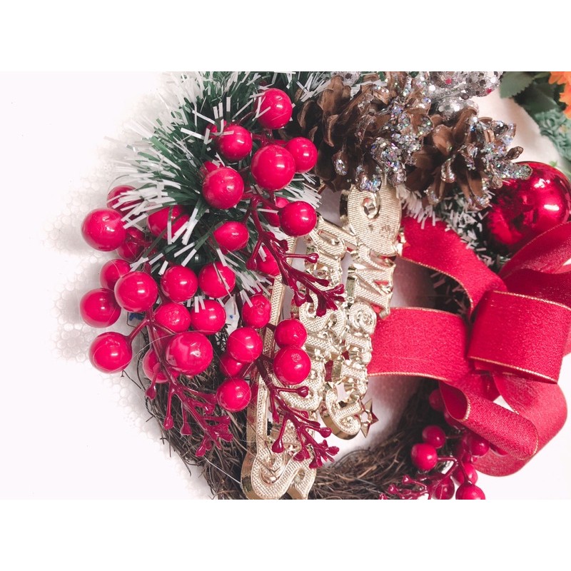 Vòng nguyệt quế trang trí Noel phi 25cm - HN3