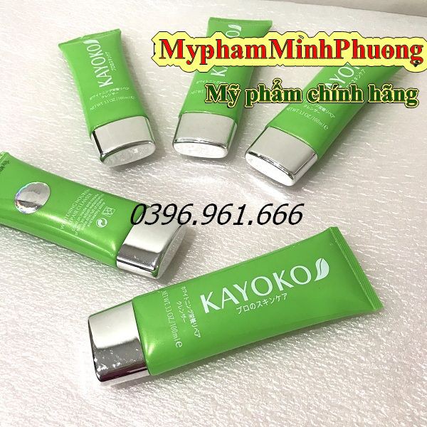 Sữa rửa mặt Kayoko xanh, giúp sạch nhờn và dưỡng ẩm cho da từ Nhật Bản, mỹ phẩm Kayoko.