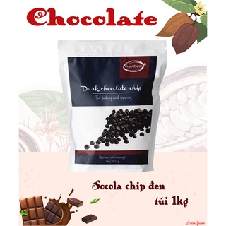 Socola chip đen túi 1kg làm nhân bánh, phủ bánh, đen nhiều, ít ngọt, sử dụng trực tiếp được