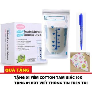 [Kèm 1 viết + 1 yếm] 2 Hộp - Combo 120 túi trữ sữa mẹ 210ml UNIMOM Compact UM870268 (Made in Korea)