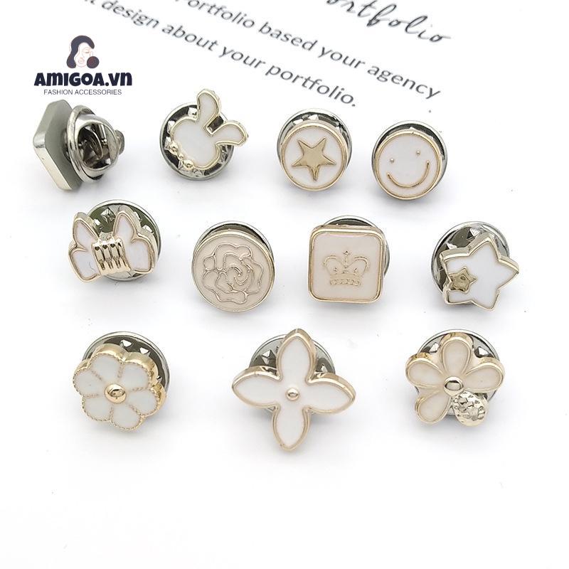 Ghim Cài Áo Sơ Mi Không Cần Đục Lỗ Kèm Nút Có Thể Tháo Rời Tiện Dụng