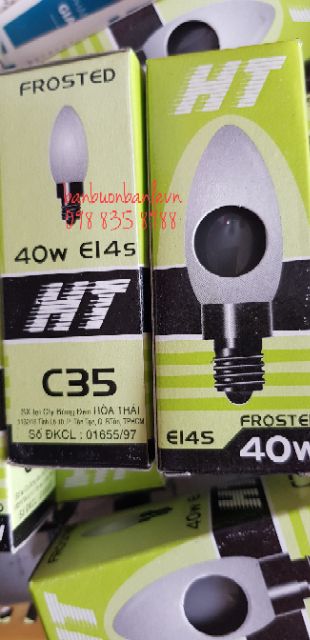 Bộ 10 bóng  đèn nhót  sợi đốt 25w -  40w đui  xoáy E14 - Hòa Thái