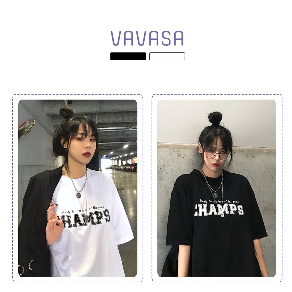 Áo thun nữ áo phông nữ unisex form rộng tay ngắn in hình chữ champ cổ tròn VAVASA  AT01 | BigBuy360 - bigbuy360.vn