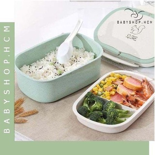 Hộp cơm lúa mạch hình sóc kèm khay chia ngăn có quai cầm tiện lợi