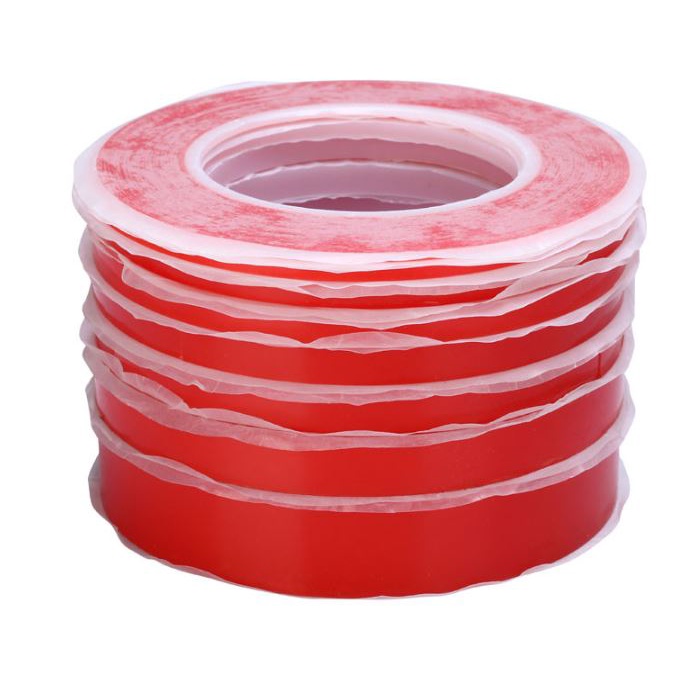 1 Cuộn Băng Keo Hai Mặt Bằng Silicon Màu Đỏ 25M Độ Bền Cao 1 2 3 4 5 8 15 20mm Cho Điện Thoại