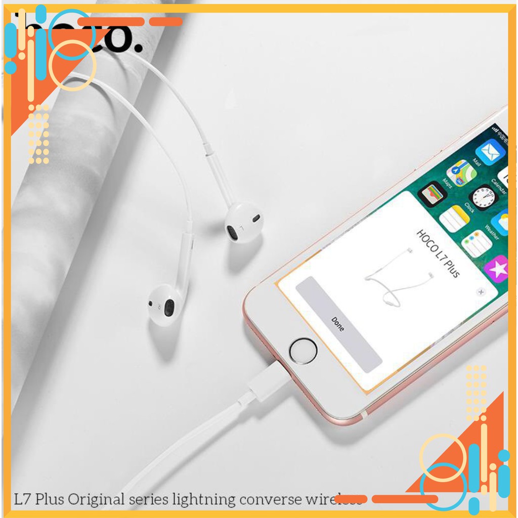 Tai Nghe Iphone Lightning FREESHIP Tai Nghe HOCO L7 PLUS cho Iphone 7,8,X,XS,11,11PRO... - BH 12 Tháng Chính Hãng ha