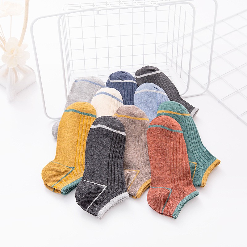 Tất nam thấp cổ vải cotton thoáng khí thấm hút mồ hôi tốt - màu sắc ngẫu nhiên TN01