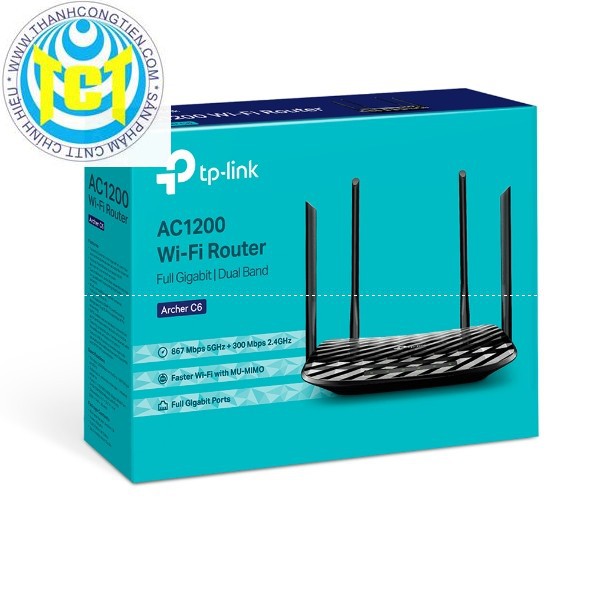 TP-LINK Archer C6 Router Wifi Băng Tần Kép MU-MIMO Gigabit AC1200 Chính Hãng