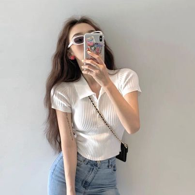 Áo thun nữ tay ngắn có cổ dáng ôm ANT001