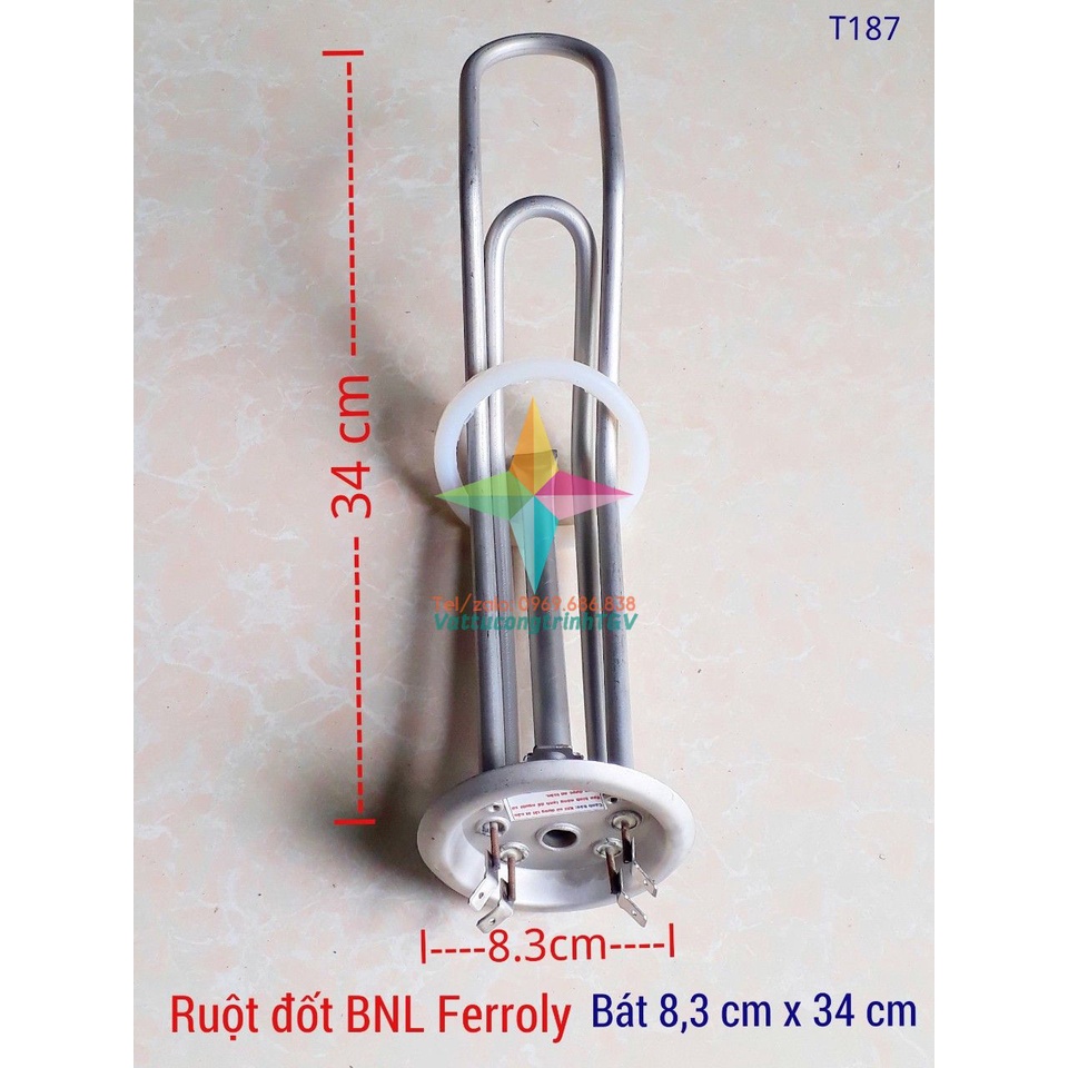 Ruột đốt AMTS bình nóng lạnh FERROLY kép bát tròn 8.3cm x 34cm