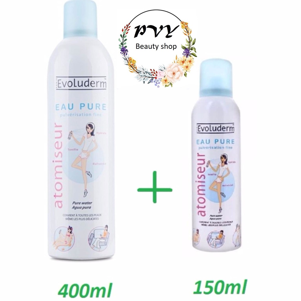 Xịt khoáng Evoluderm giúp dưỡng ẩm cấp nước và làm dịu làn da Atomiseur Eau Pure 150ml,400ml #Pvybeauty