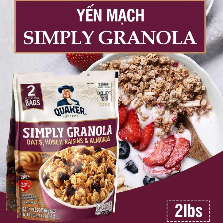 YẾN MẠCH ĂN LIỀN | Quaker Granola [978g] - Chính Hãng Tại Shape Store