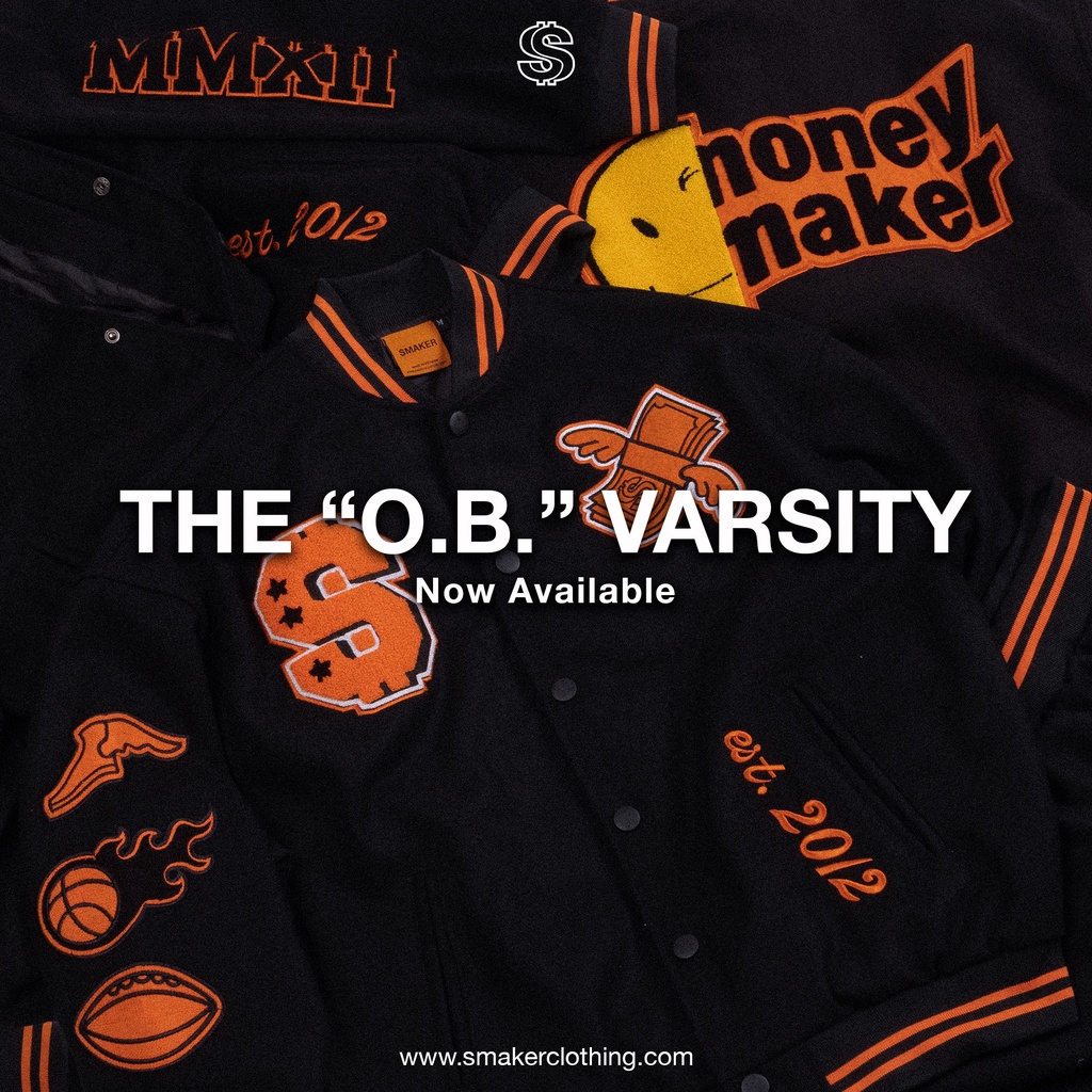 Áo khoác Bomber cúc bấm Local Brand, màu đen vàng, chất liệu Suede cao cấp - THE "O.B." VARSITY JACKET IN BLACK