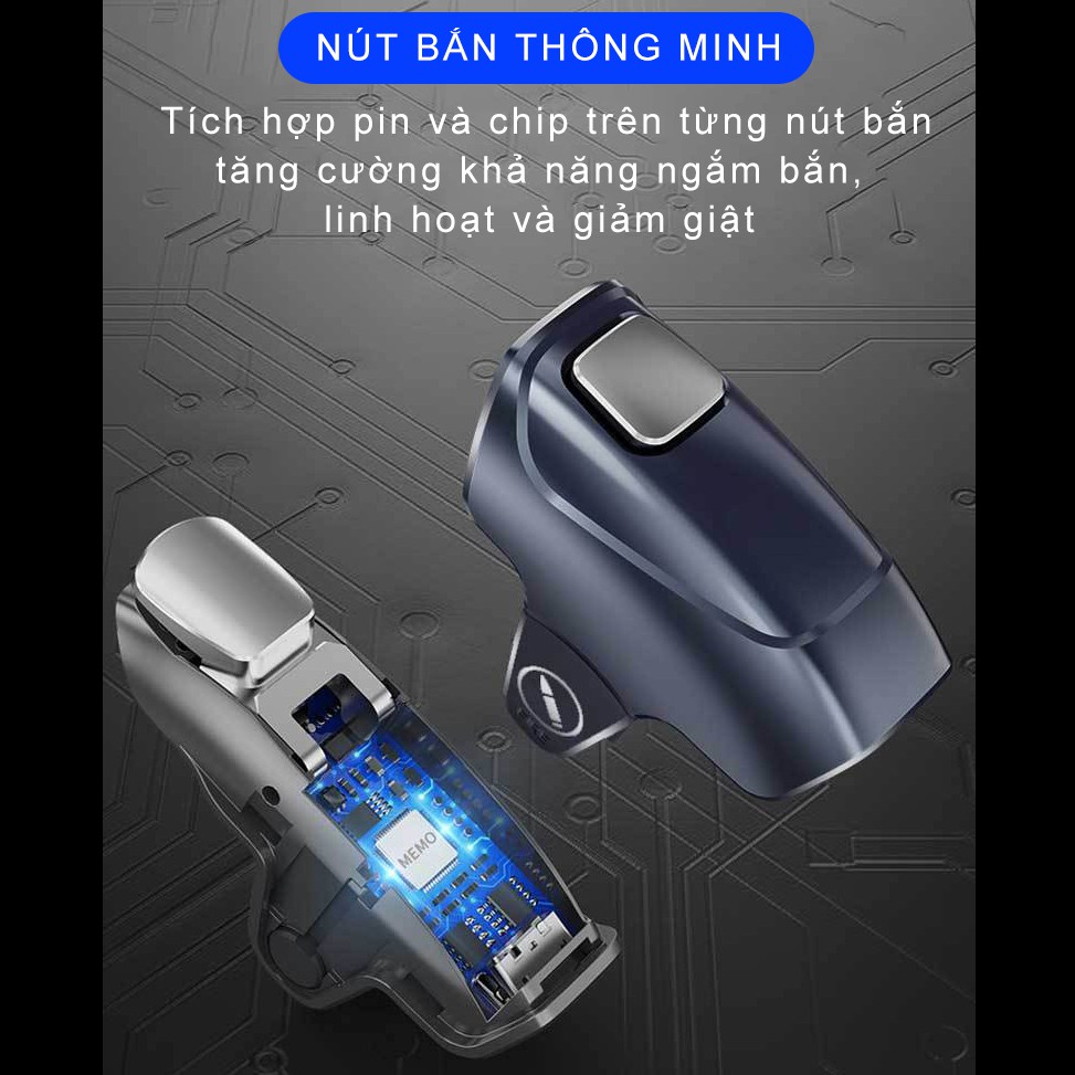 Nút bắn PUBG kèm quạt tản nhiệt SIDOTECH Memo AK03 auto tap freefire mobile liên quân tốc chiến làm mát tản nhiệt gaming