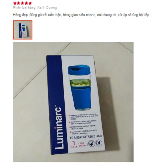 Ly có nắp thủy tinh 500ml Luminarc Transportable L5450