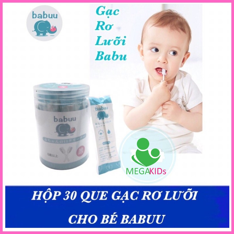 Hộp 30 que gạc rơ lưỡi cho bé Babuu Nhật Bản