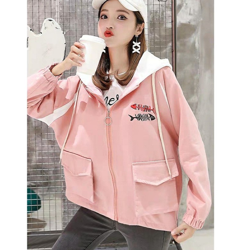 Áo khoác nhẹ thu đông rẻ đẹp in hình FISH BONE 2020