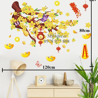 Decal dán tường cành mai vàng