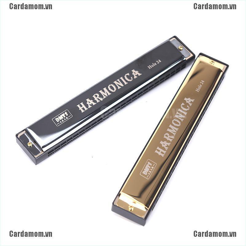 {carda} 24 Hole Key Of C Play Harmonica Tremolo Harmonica Mouth Organ Double Row Blues{LJ}