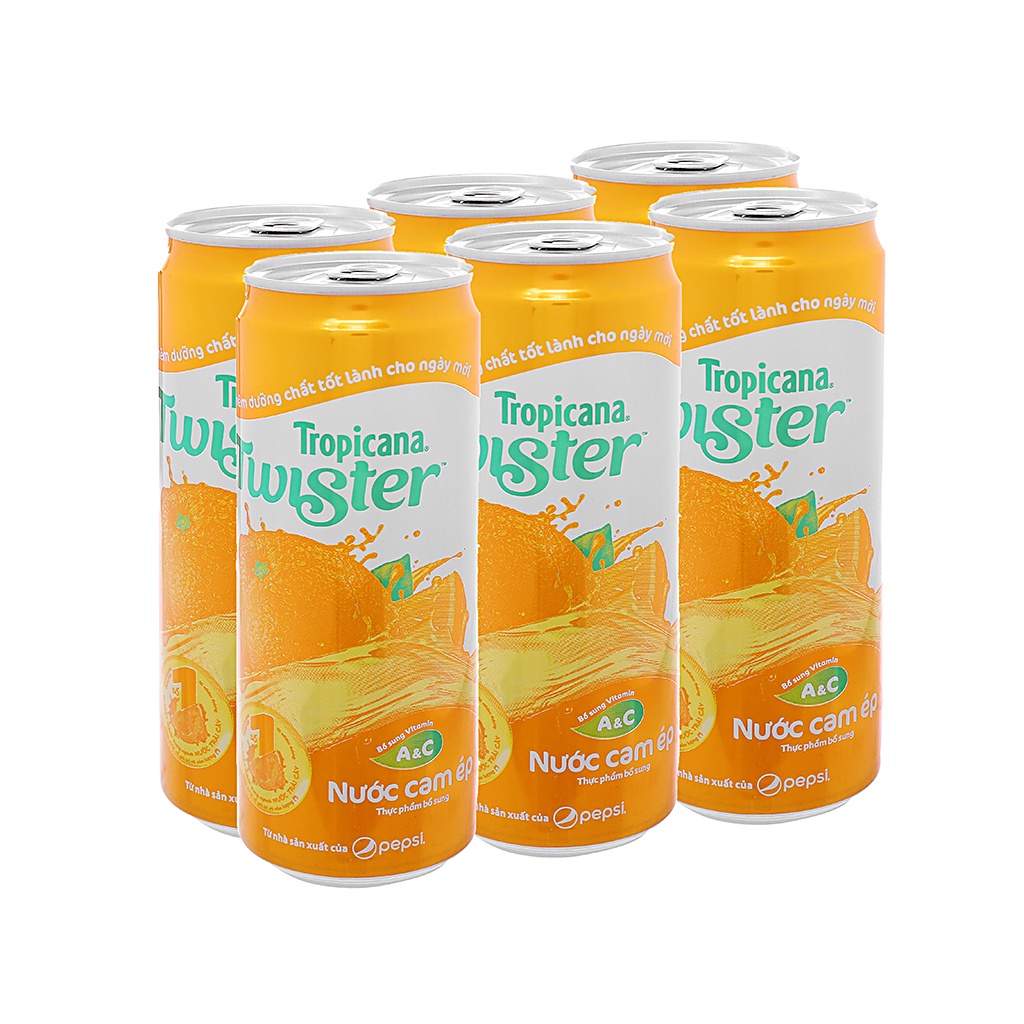 Nước cam ép Tropicana Twister vỉ 6 lon loại 320ml
