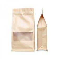 [18x28+8] Túi zipper Kraft 8 cạnh - 50 túi, đáy đứng, cửa sổ, phủ bóng, chống nước, khoảng 195k/kg