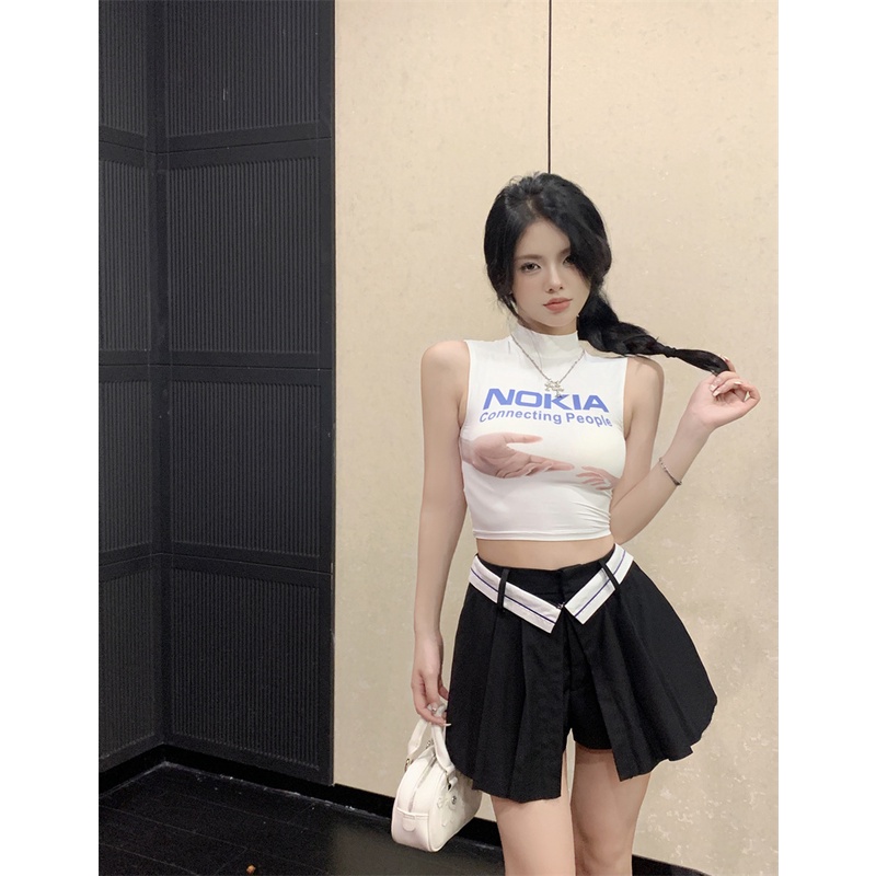 Áo Croptop Sát Nách Dáng Ôm In Họa Tiết Vui Nhộn Thời Trang Cho Nữ