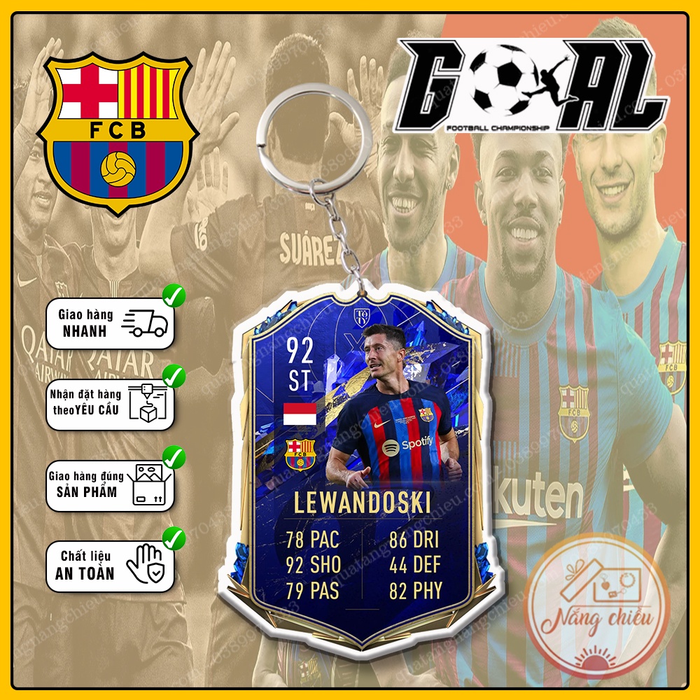Móc khóa Robert Lewandowski, CLB bóng đá Barcelona ☘️MÓC KHÓA THẺ CẦU THỦ☘️