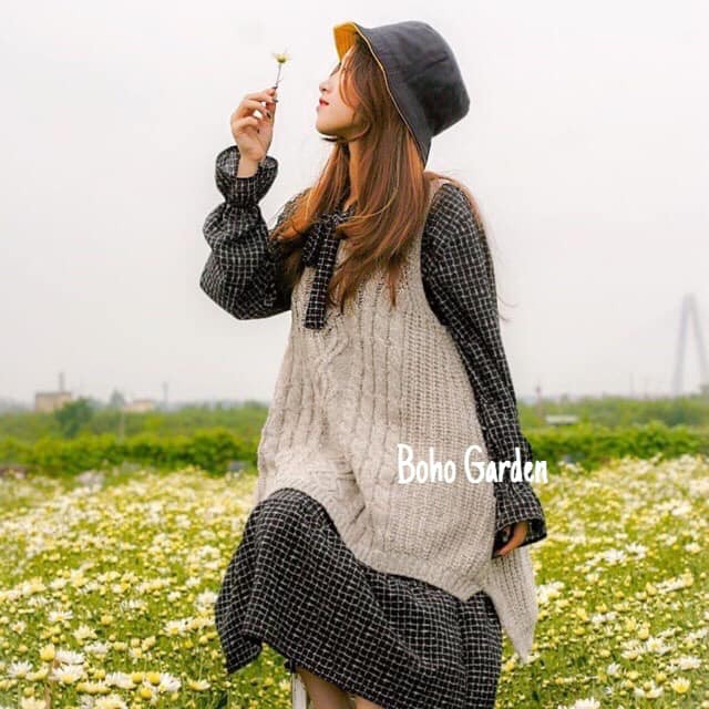 Set váy và áo gile ấm mùa đông