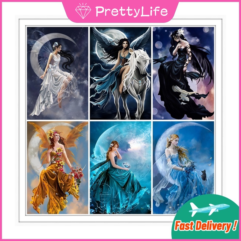 Bộ Tranh Đính Đá 5D Tự Làm 40x50cm/50x70cm Hình Cô Gái Xinh Đẹp Trang Trí Nhà Cửa