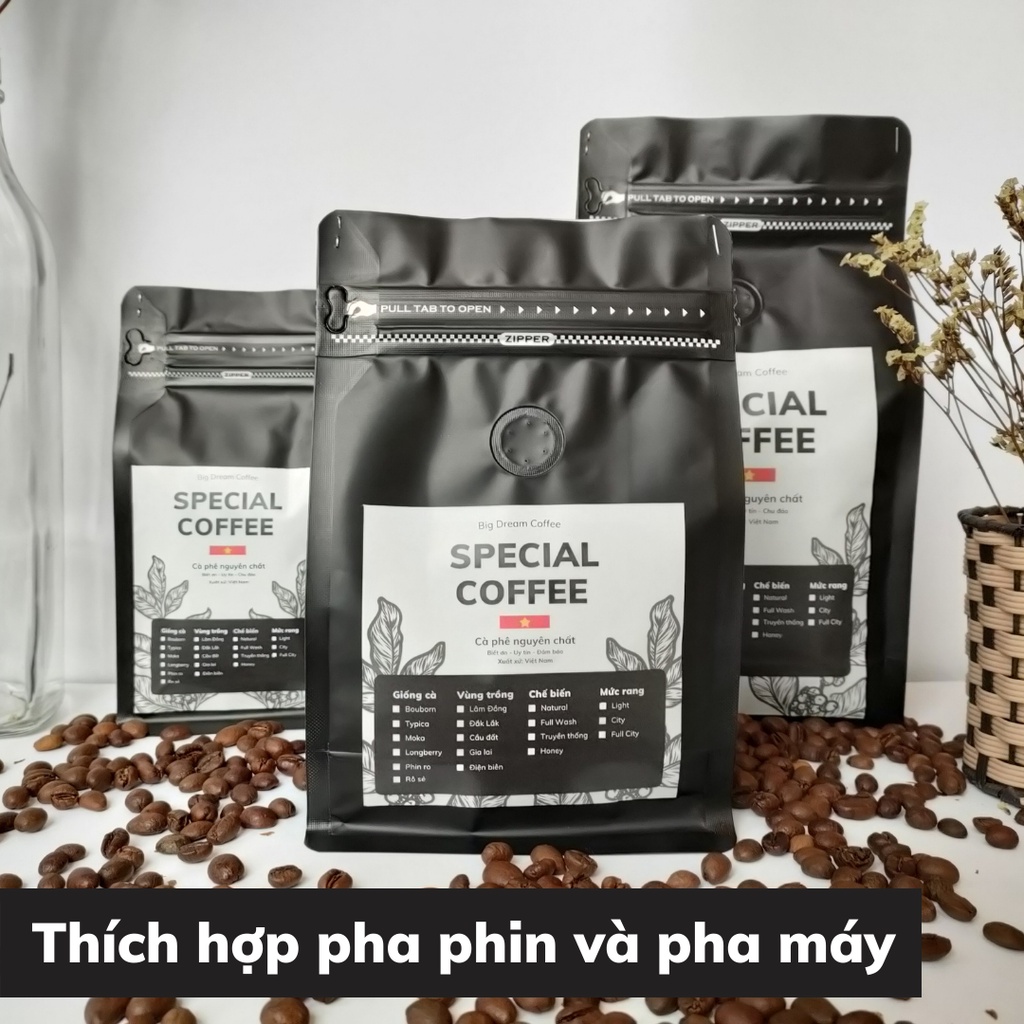 Cà phê nguyên chất Arabica BOURBON Special Coffee cafe rang xay pha phin và pha máy không phụ gia - Big Dream Coffee