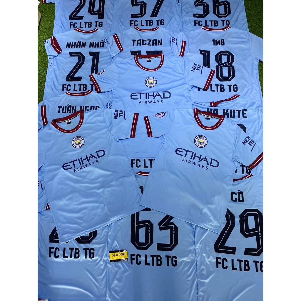 Bộ quần áo đá banh Man Xanh, Bộ quần áo bóng đá in tên và số theo yêu cầu