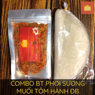 Combo 200g bánh tráng phơi sương + muối tôm hành phi ăn vặt cực ghiền