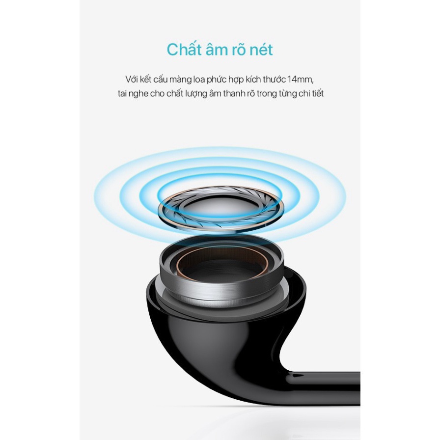 Tai nghe nhét tai ACOME AW01, Chất âm rõ nét, Chất liệu dây siêu bền, chống rối, Có Micro đàm thoại, Đeo tai dễ chịu