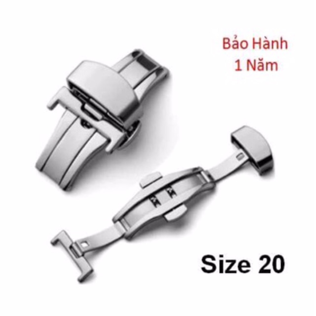 Khoá bướm đồng hồ thép không gỉ size 20 mm dùng dây da size 22