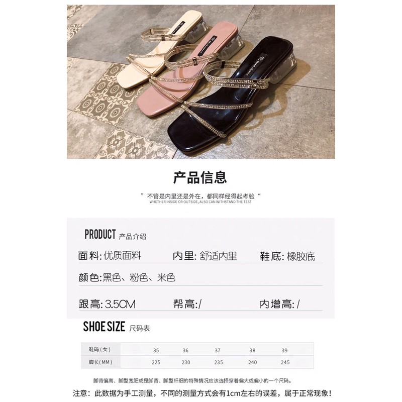 Sandal đế thấp mũi vuông 3,5cm(order)