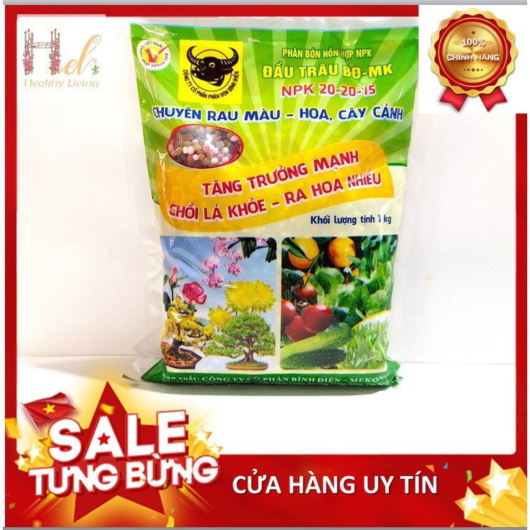 Phân Bón Đầu Trâu NPK 20-20-15 Bình Điền Giúp Chồi Lá Khỏe, Cây Ra Hoa Nhiều, Hoa Đẹp, Lâu Tàn