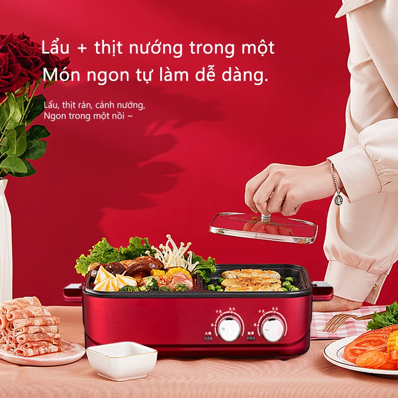 [Mã 253ELSALE hoàn 7% đơn 300K] Nồi lẩu nướng đa năng cao cấp - ký túc xá sinh viên công suất lớn - YB30