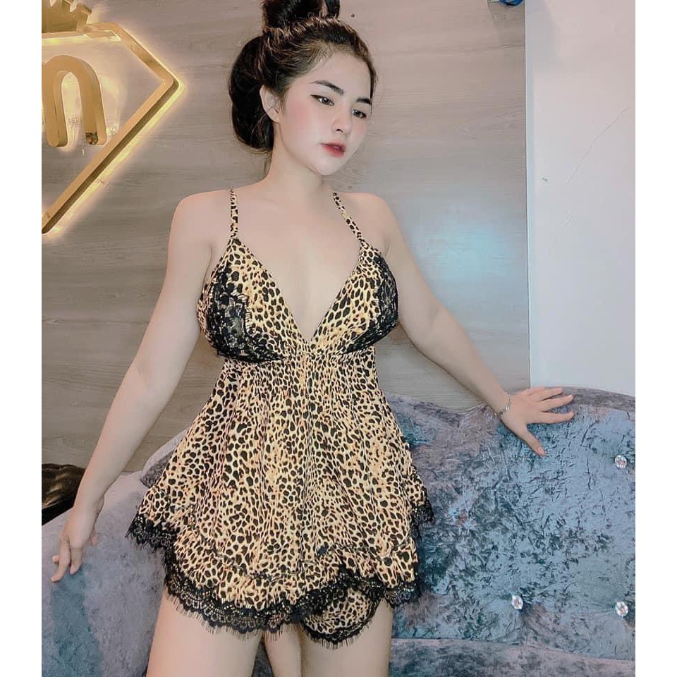 Set Đồ Ngủ Hai Dây Beo Phối Ren Sexy <freeship> dưới 65kg, có mút ngực, vải mềm, mát,đồ bộ mặc ngủ | BigBuy360 - bigbuy360.vn