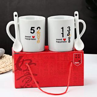 Ly Sứ Uống Cà Phê In Logo Xinh Xắn Cho Cặp Đôi