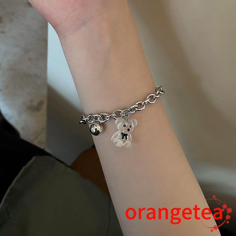 ORT-Charm Bracelet Alloy Cute Bear Pendant Adjustable Bracelet for Women Men Jewelry Accessories Birthday Gift