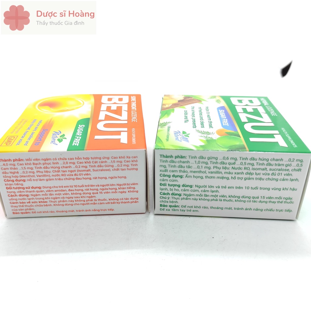 Viên Ngậm BEZUT Không Đường - Chăm Sóc Thanh Quản - Hộp 20 viên