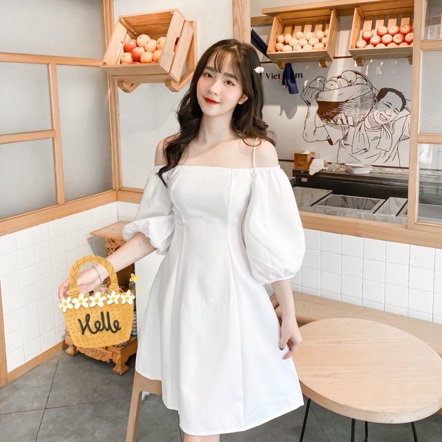[Mã FAGREEN1505 giảm tới 30K đơn 99K] Đầm trễ vai tay lỡ