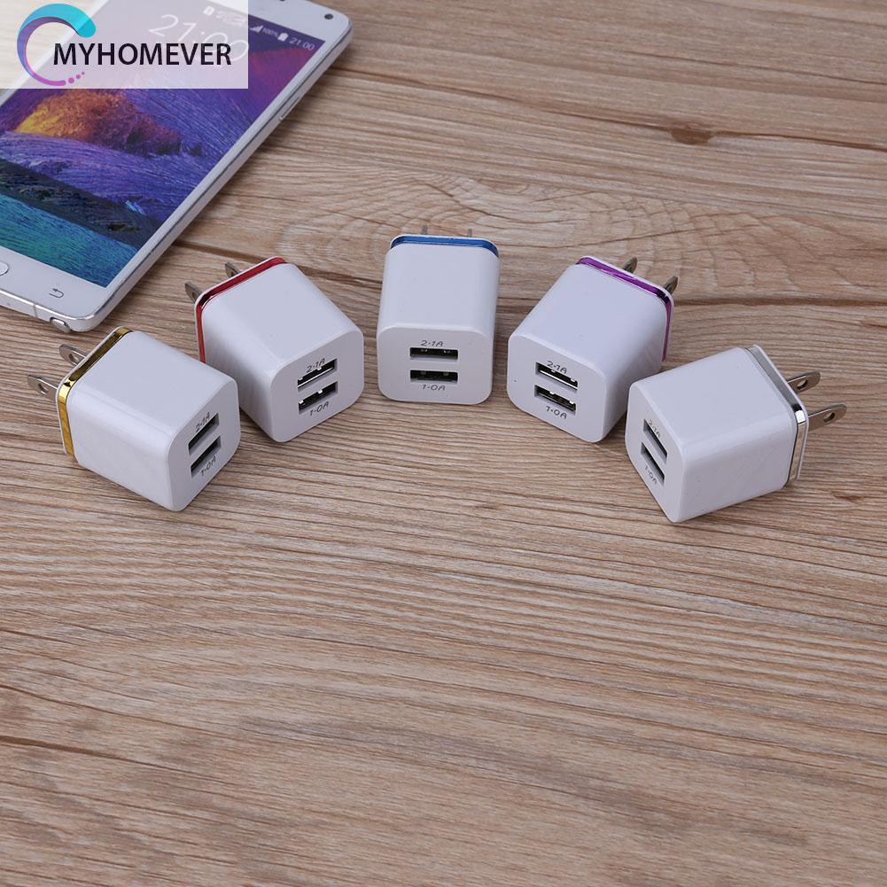 myhomever Universal US Plug 2.1A 2 Port USB Double Charging Adapter USB Charger