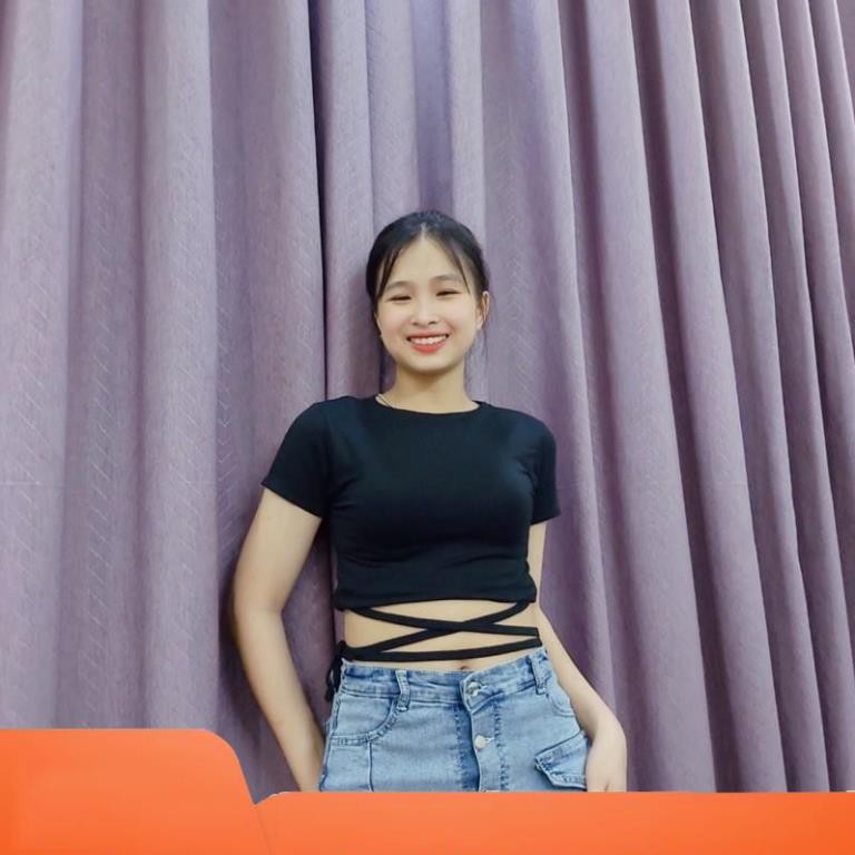 Áo Croptop , áo thun croptop body dây đan chéo cao cấp chất cotton mát mịn CRT-001